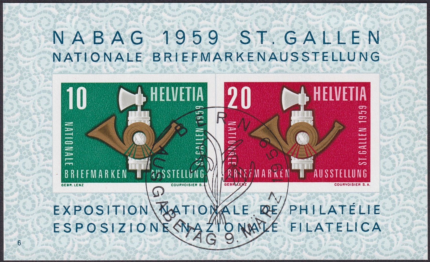 1959, NABAG-Block W38 mit ET-Stempel. (Gebraucht) in Sursee für CHF 2.5 ...