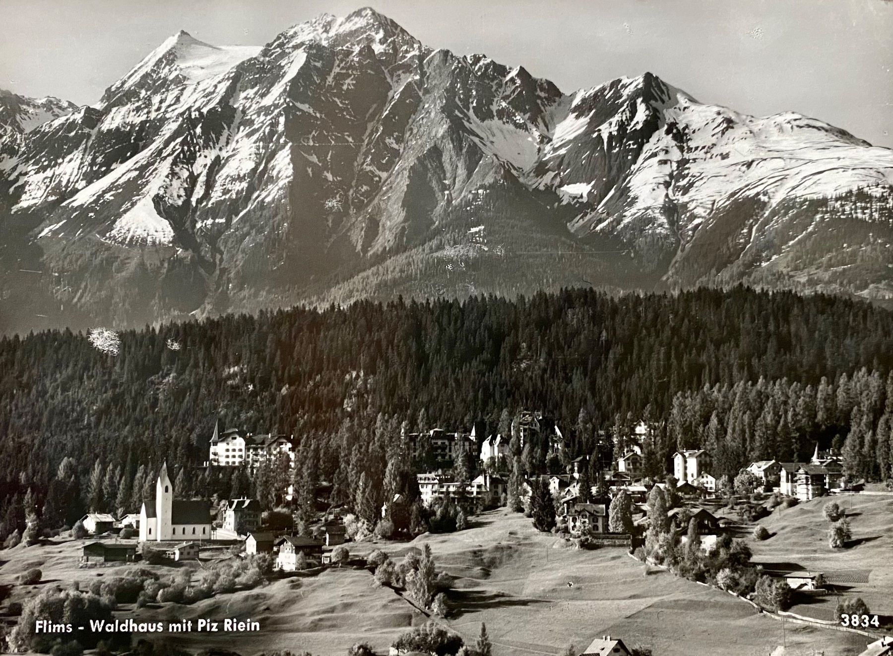 Cartoline postali: 1960 - FLIMS - Waldhaus mit Piz Riein – Usato da Root venduto da ENGLAND-TREASURES 1