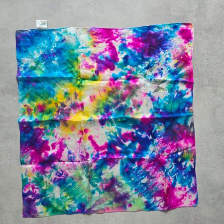 Seidentuch 100% Seide Tie-Dye Pink Blau Bandana Handmade
