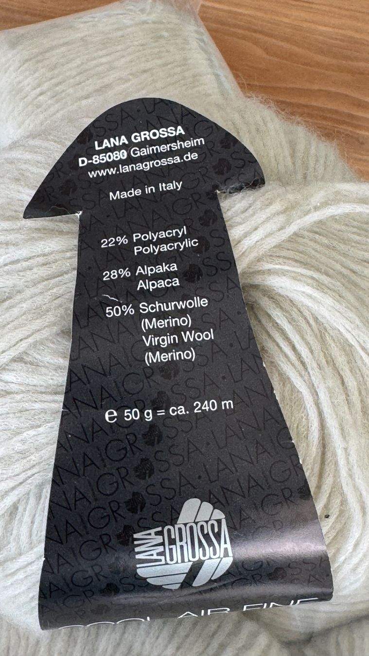 Wolle: 7 Knäuel (350g) LANA GROSSA Cool Air Fine, Weiss/Silbergrau – Neu (gemäss Beschreibung) aus Weesen von isabelleST 2