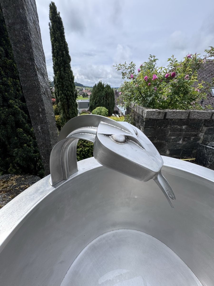 Stagni & Fontane ornamentali: Exklusiver Edelstahlbrunnen mit Schlangenkopf! – Usato da Lotzwil venduto da Kurventechniker 2