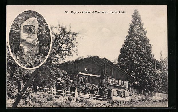 Cartoline postali: Gryon, Chalet et Monument Juste Olivier – Usato da Berlin venduto da bartko-reher