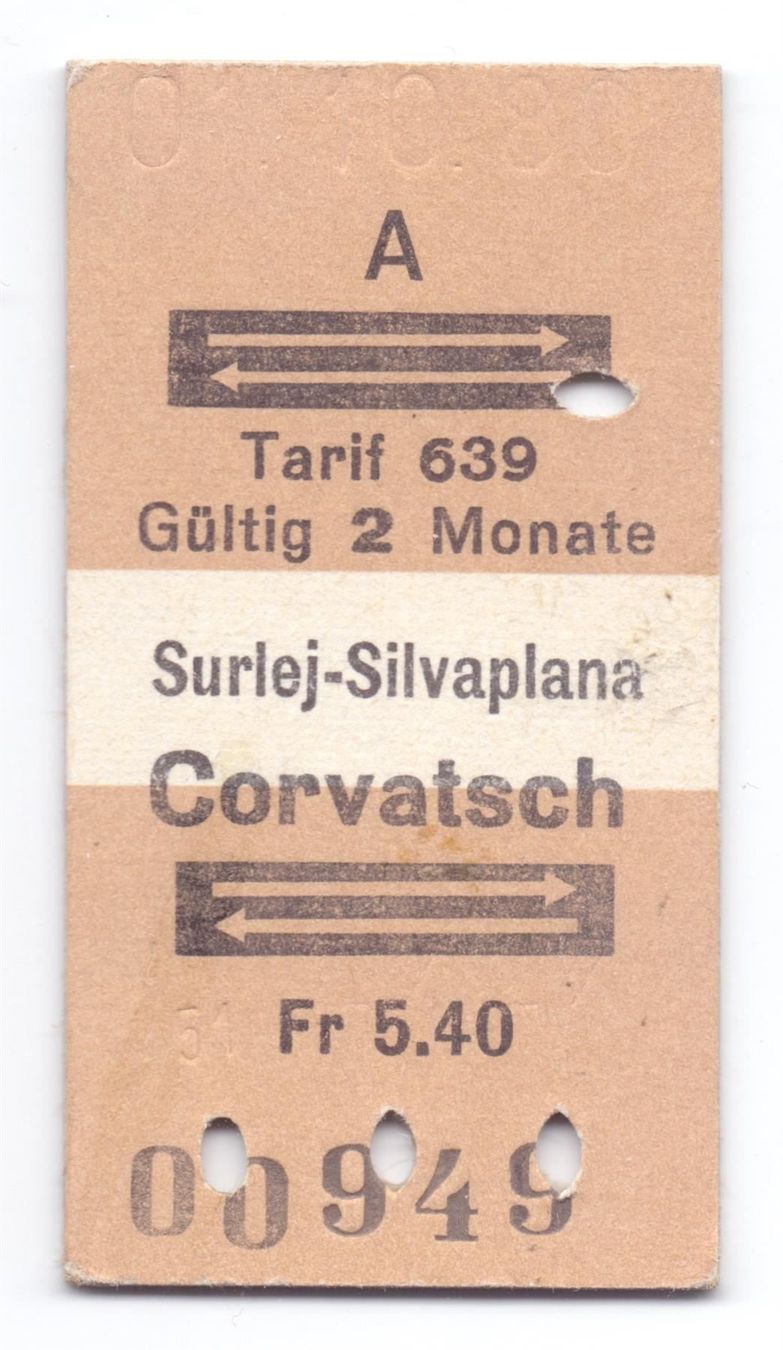 Biglietti: Billette Surlej-Silvaplana - Corvatsch – Usato da Langenthal venduto da Sammlungs_aus