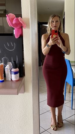 Zara Burgundy Halter Midi Dress