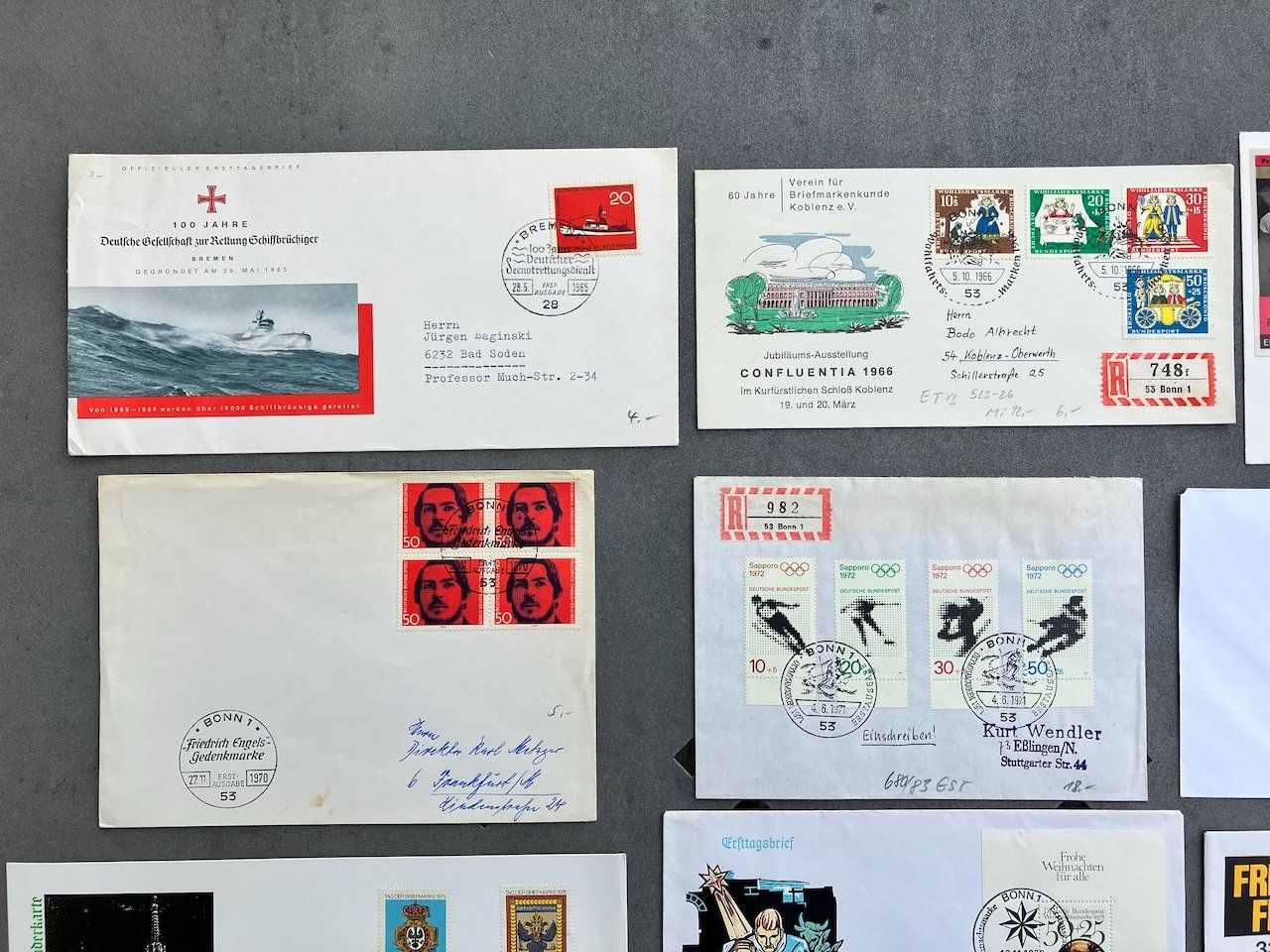 Alle Briefmarken: Deutschland - 13 Belege 1965-2002 – Gebraucht aus Nesslau von zueri6 1