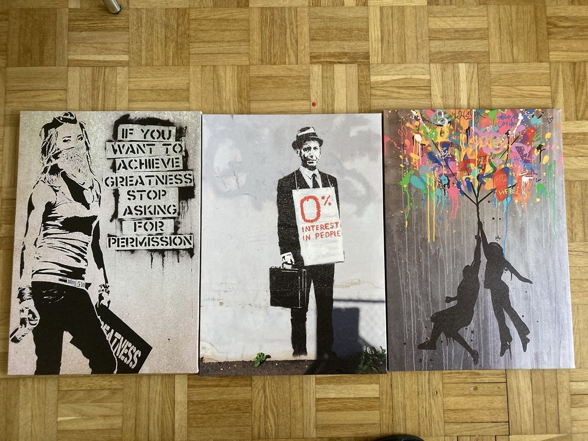 Dipinti: Bansky canvas painting 42x20 inch – Usato da Basel venduto da nic_mwz6