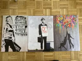 Bansky canvas painting 42x20 inch