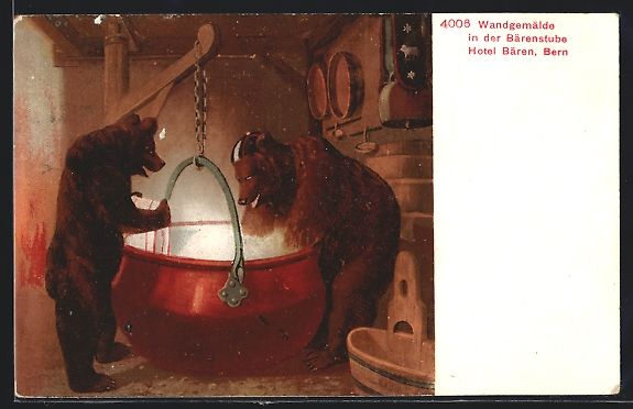 Cartoline postali: Bern, Hotel Bären, Wandgemälde in der  – Usato da Berlin venduto da bartko-reher
