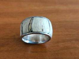 Handgemachter Holz-Silber Ring, Unikat Schmuck