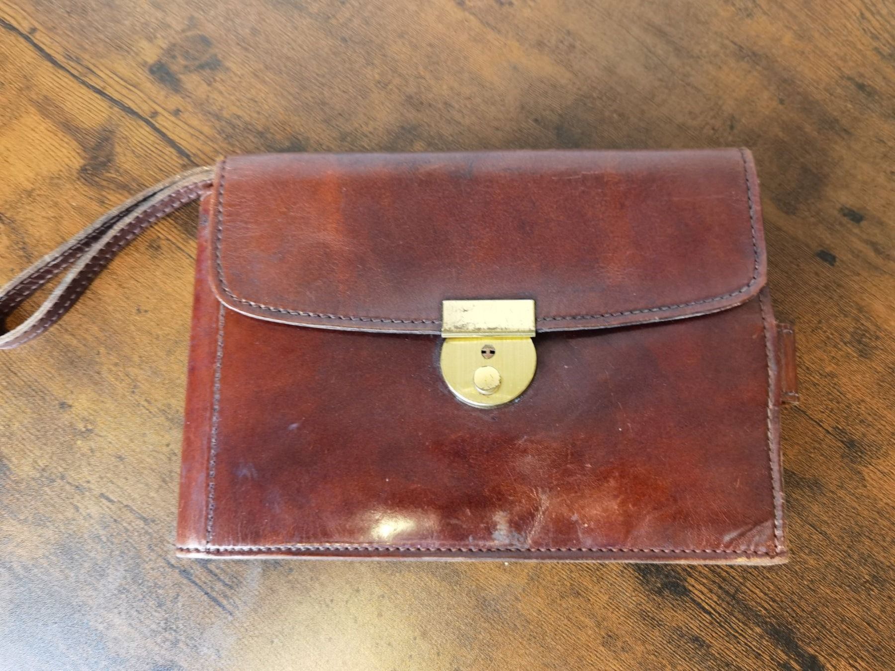 Borse: Vintage Herren Leder Handtasche – Usato da Reinach BL venduto da Coin-Vintage