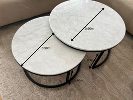 Couchtisch Set Marmor Metall rund gebraucht 90cm