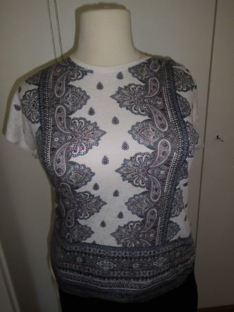 T-shirt blanc/gris T. M