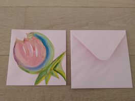 Handgemachte Bei mir Karte mit Umschlag - 15 cm X 15 cm.