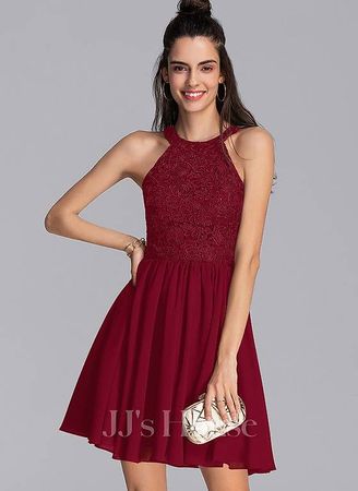 A-Linien-Kleid Kurz Spitze Cocktailkleid Gr. 32