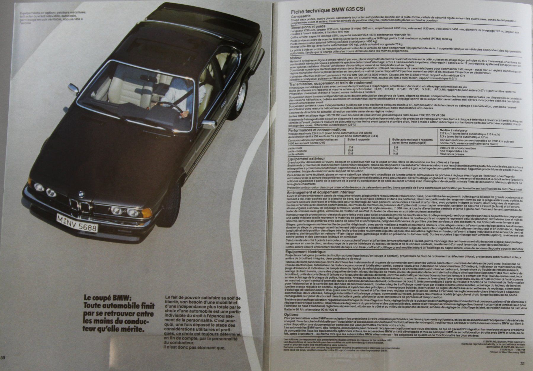 BMW Dokumente: PROSPEKT | BMW- 635CSi - 635CSi KAT - TYP E24   | AB 01.1986 – Gebraucht aus Unterägeri von Isha04 7