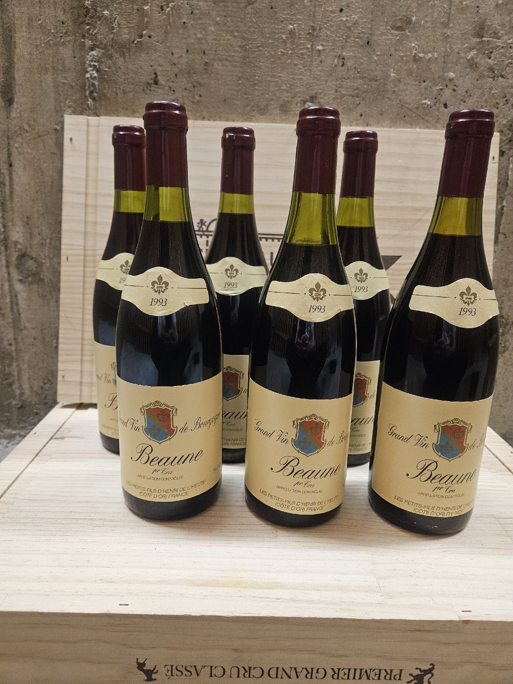 Vino: 6 Flaschen Beaune Premier Cru 1993 – Nuovo e nell'imballaggio originale da Zofingen venduto da WouterSamwel