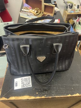 Handtasche Maison Mollerus schwarz gestreift guter Zustand