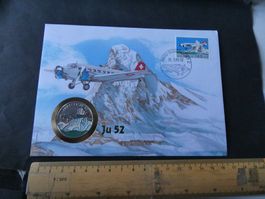 Congo 1995, 100 Francs, Sondermünze Ju-52 - Münzbrief