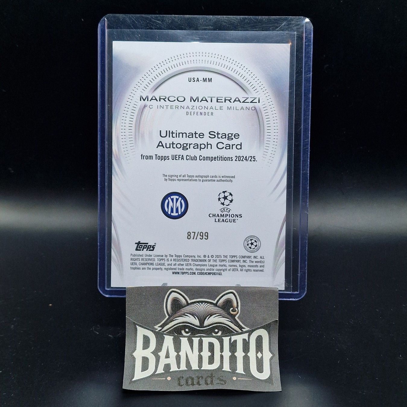 Topps Carte collezionabili: Topps UCC Flagship Materazzi Auto /99 Inter – Usato da Liebefeld venduto da Banditocards 1