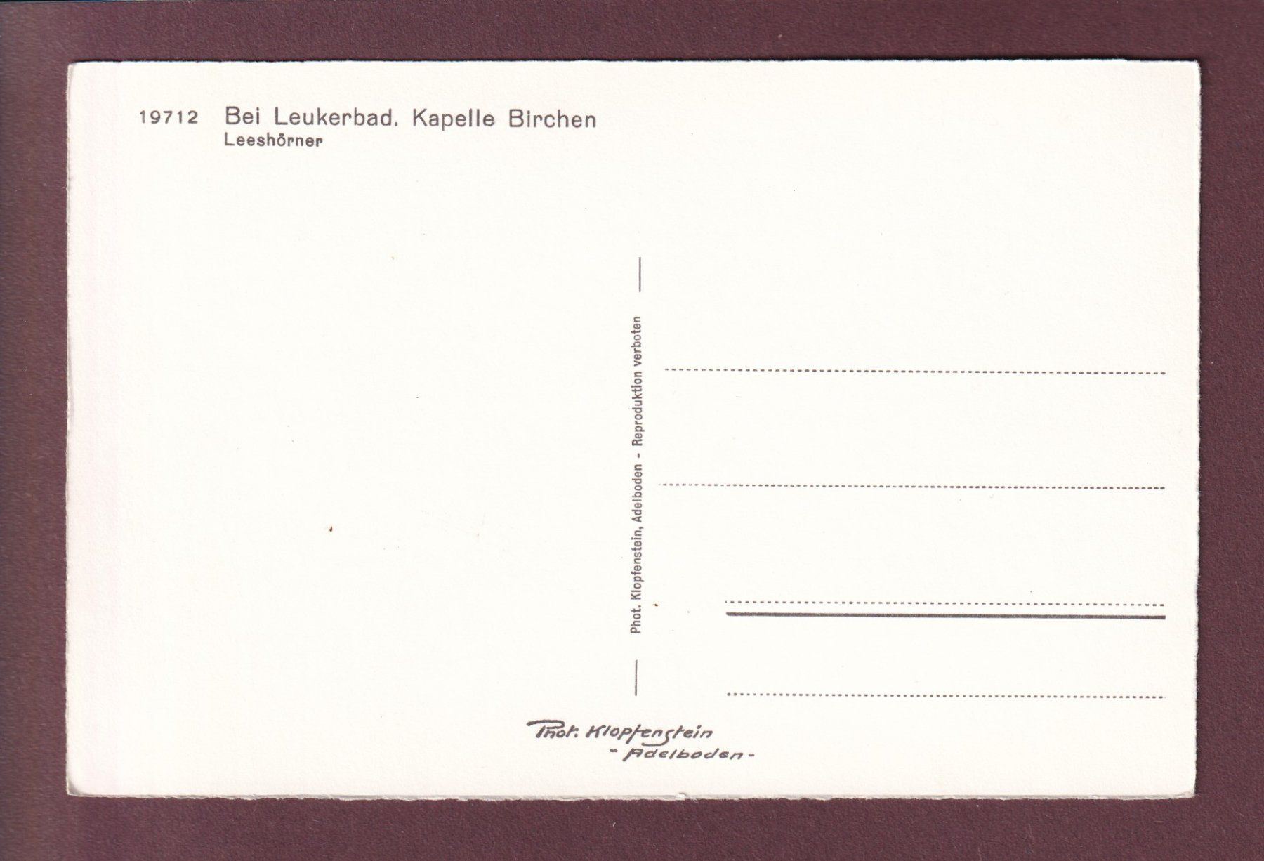Cartoline postali: Bei Leukerbad - Kapelle BIRCHEN – Usato da Pully venduto da nicecards 1