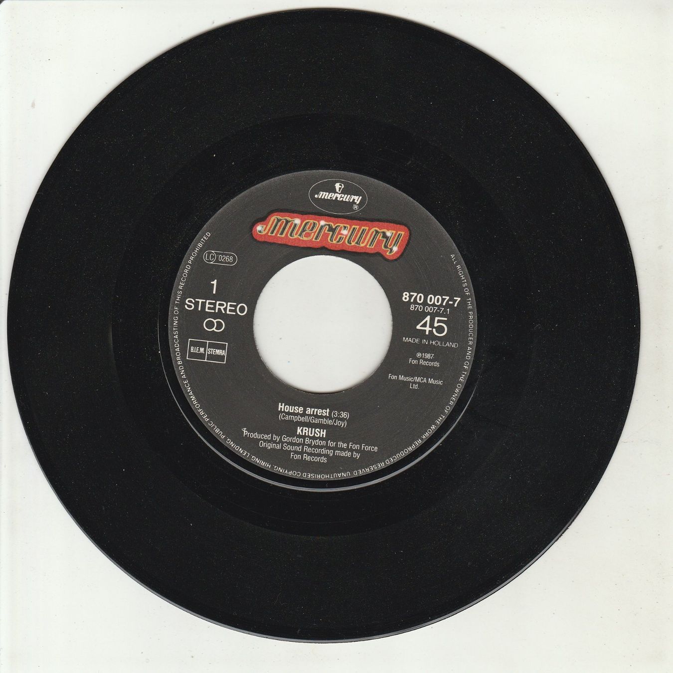 Schallplatten: Krush - House Arrest 7" Vinyl 1987 – Gebraucht aus Tübach von JamesStone 2