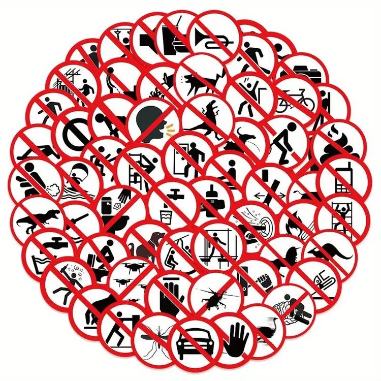 62 Stk. Sticker Aufkleber - Gefahr Verbotszeichen (Neu und ...