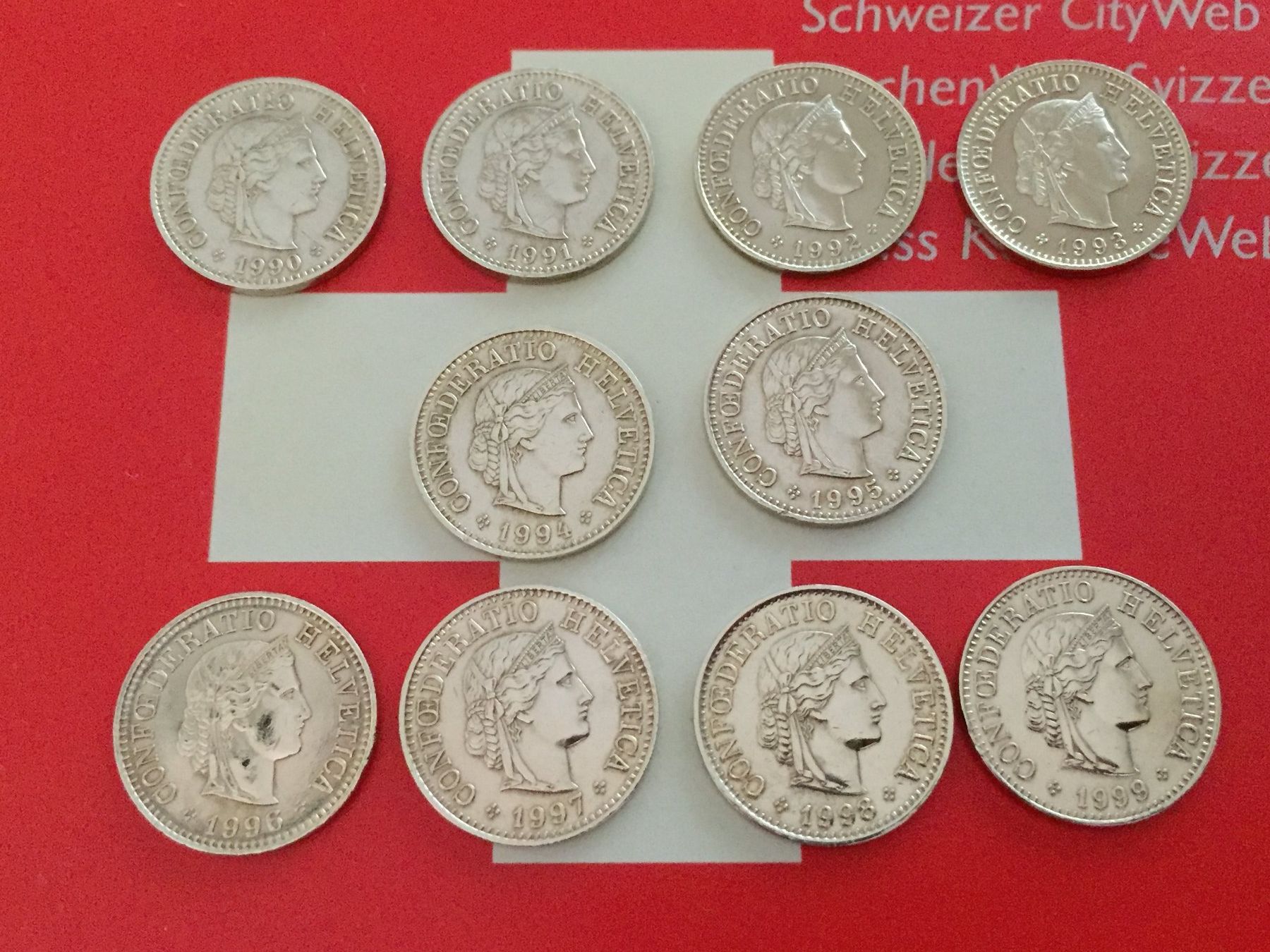 Tutti le monete: 5 Rappen 1990-1999 komplett – Usato da Elsau venduto da herbybay 5
