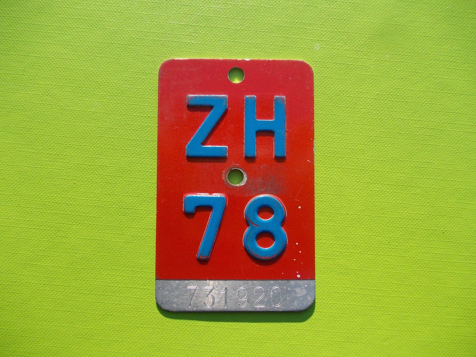 Insegne: Velonummer / Fahrradnummer ZH 78 – Usato da Gsteigwiler venduto da HORMIGA21