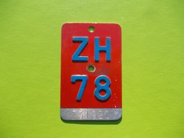 Velonummer / Fahrradnummer ZH 78