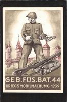 Einheitskarte Nr.85 ,Geb. Füs.Bat.44,Kriegsmobilmachung 1939