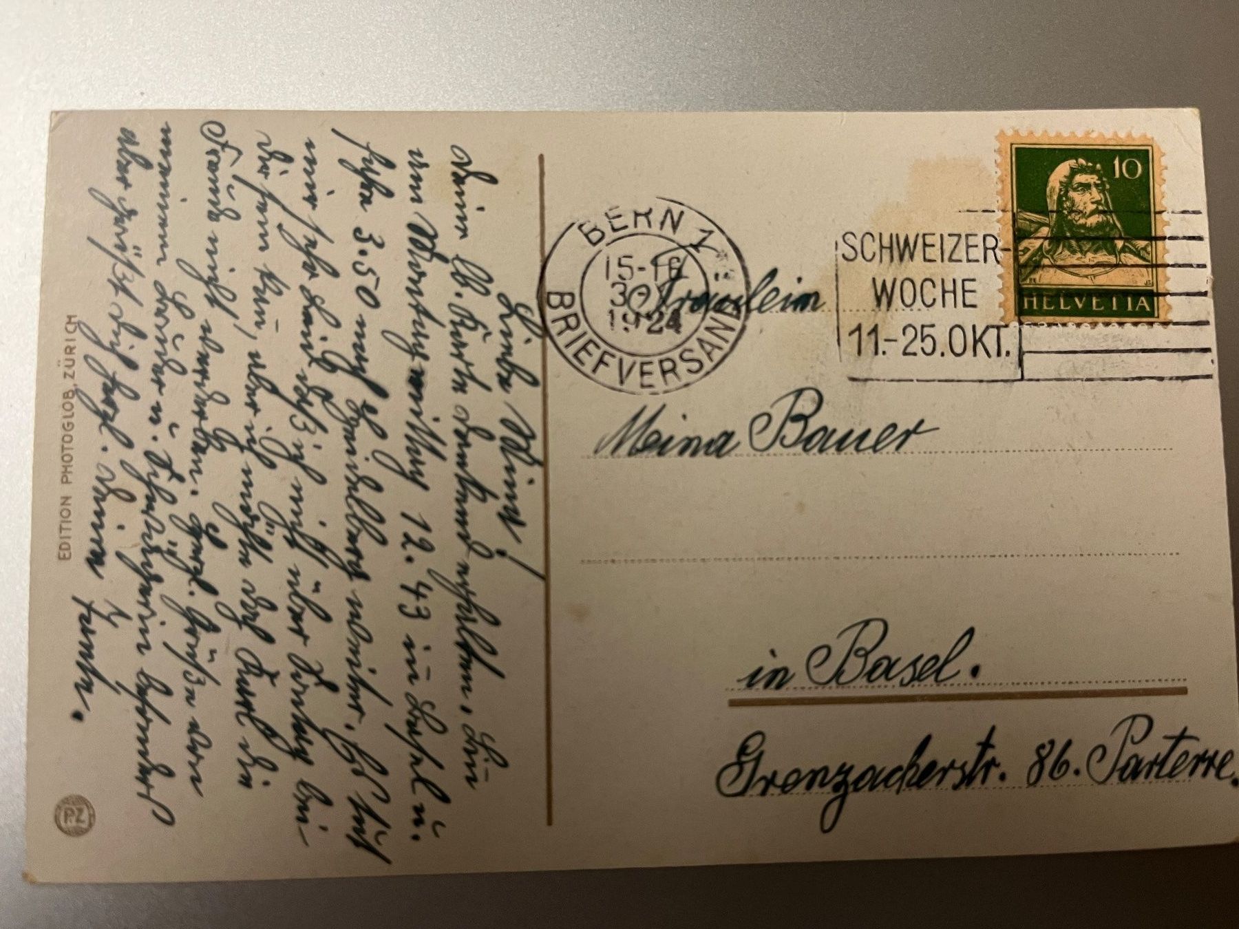 Ansichtskarten: Alte Ansichtskarte Bern, Kornhausbrücke, Schänzli 1924 – Gebraucht aus Stetten AG von Brissago25 1