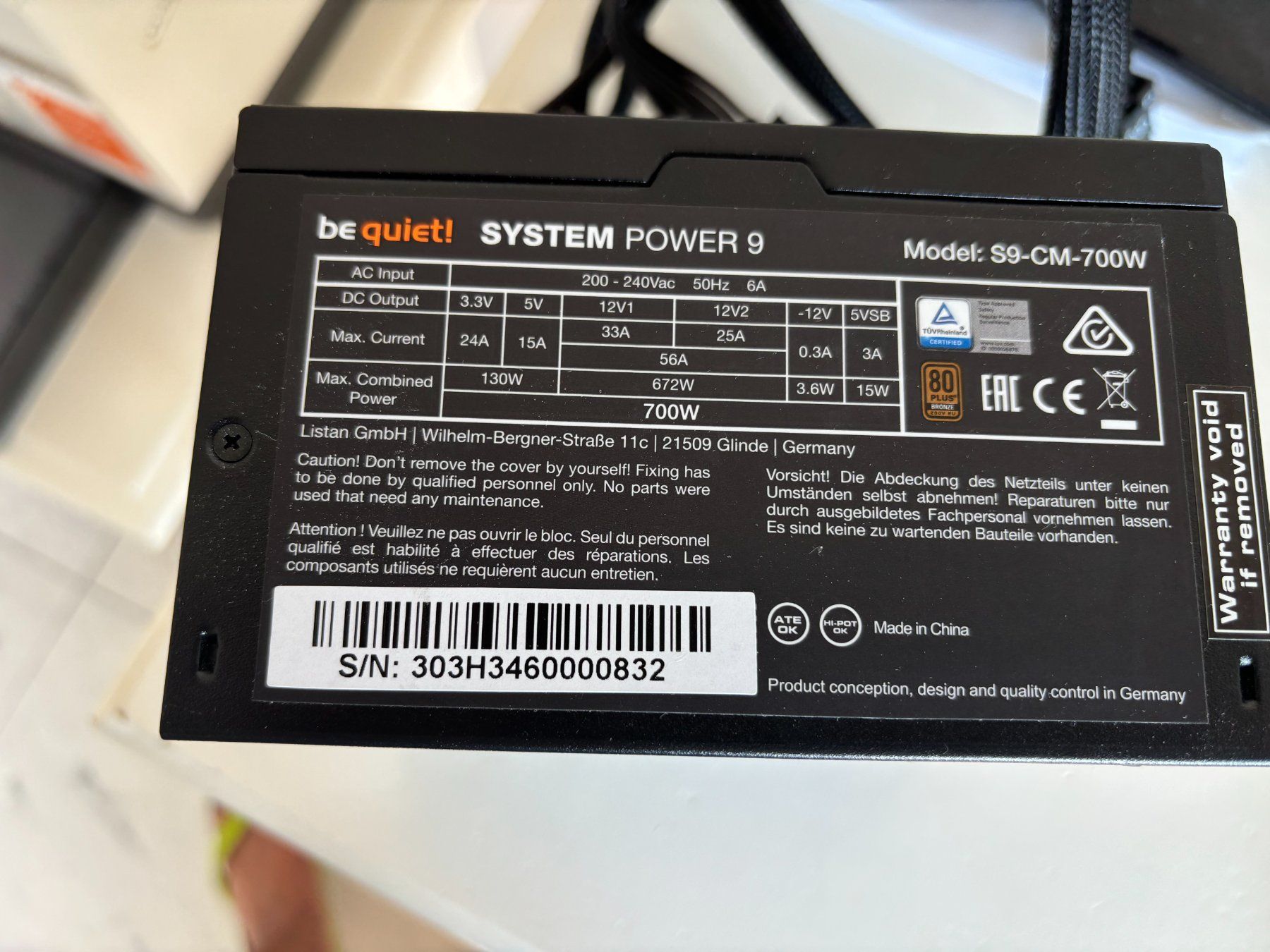 Elektronikbauteil: BE QUIET system POWER 700W – Gebraucht aus Aurigeno von RICCARDO013