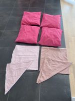 4 coussins de décoration avec housse - ton rose 