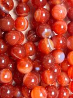 Strang echte red striped agate Kugeln / stone beads 8 mm