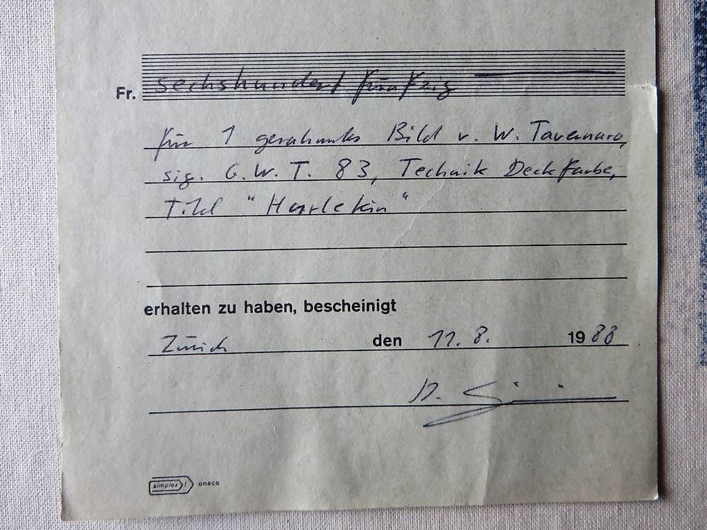 Gemälde: Tavernaro Guglielmo,Schweizer Maler,Harlekin `83, – Gebraucht aus Langrickenbach von zwiebel03 2