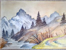 Aquarell Ferdinand Meyer-Streiff Eggstock Sernft 1987 GL