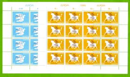 1995 Europa Kleinbogen Erni pf + FDC Viererblöcke SBK 234.80