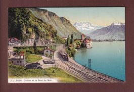 VEYTAUX - Gare et Train - Château de Chillon - 1910