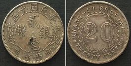 CHINA - KWANGSI 20 Cents 1926 Silber vz