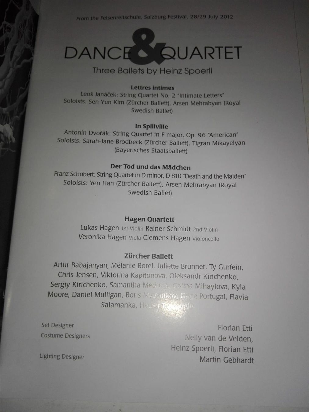 Tutti i DVDs: Dance & Quartet-Three Ballets     (Heinz Spörli) – Usato da St. Gallen venduto da elk2021 2