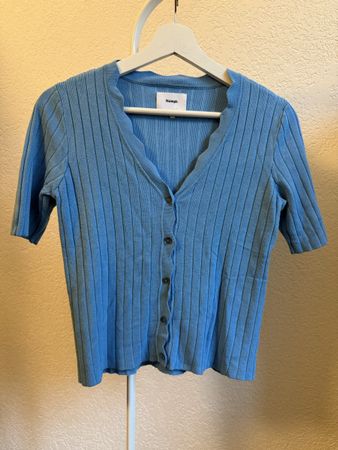 Cardigan maille bleu clair boutons nacrés Nümph, t.XS