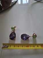 Boucles d'oreilles fantaisie mauve et vert