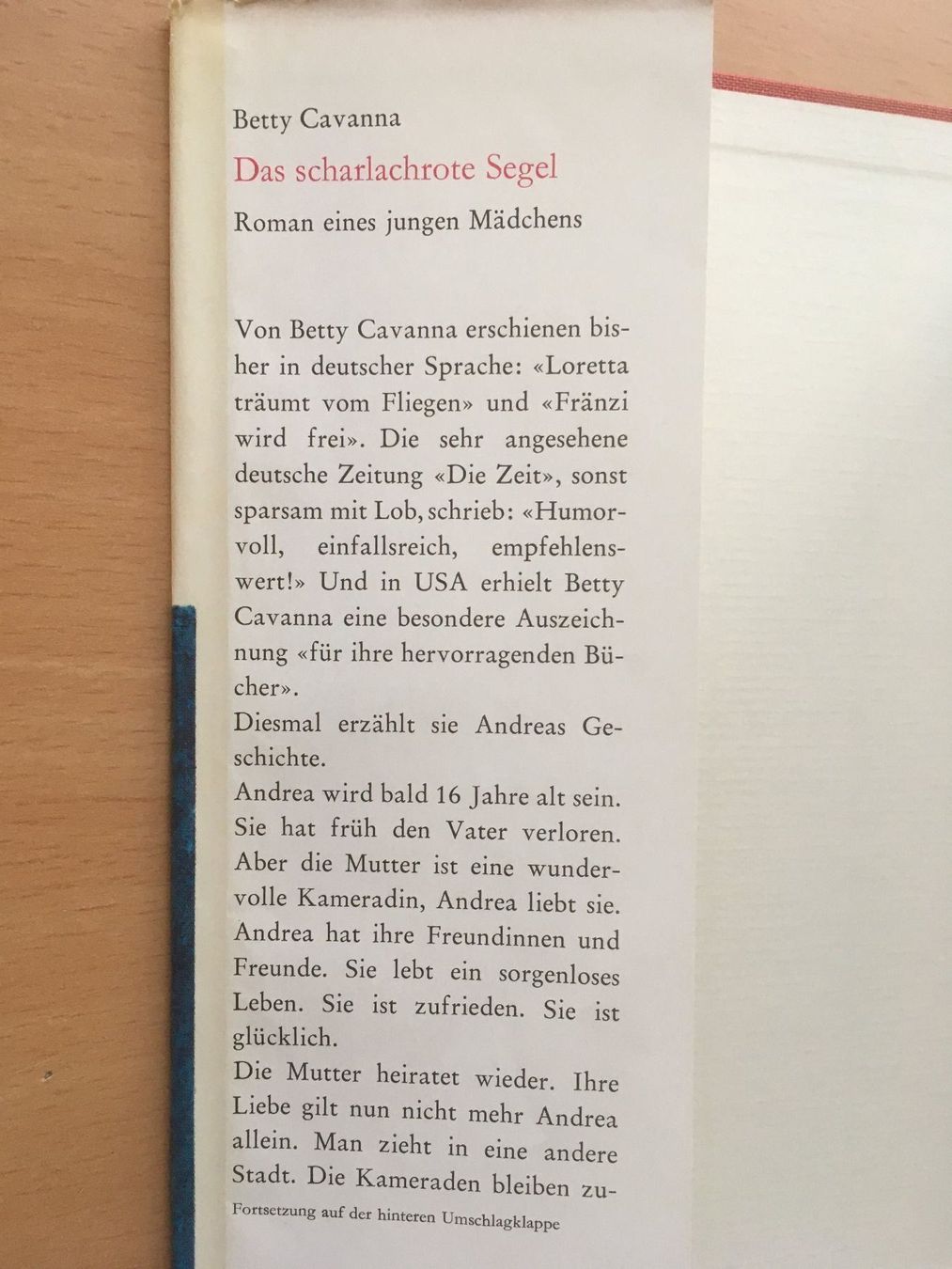 Libri: Das scharlachrote Segel; Betty Cavanna – Usato da Grenchen venduto da Kogi7 6