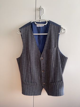 Herren Weste gestreift blau Baumwollmix  