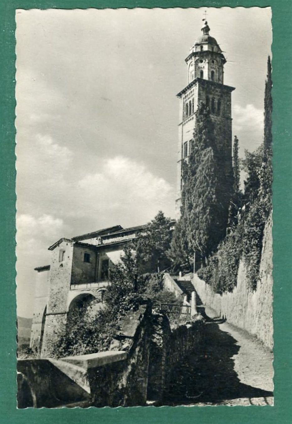 Cartoline postali: Morcote, Chiesa, ungelaufen, ca. 1950 – Usato da Sargans venduto da Hausi1951