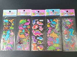 5 Bogen Sticker Aufkleber Etiketten Dinosaurier Basteln