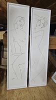 2 Kunstdrucke Modigliani Aktzeichnungen weiss gerahmt