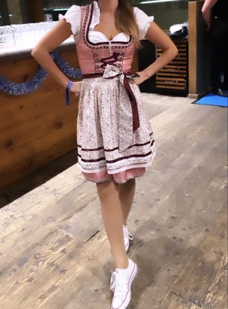 Dirndl Krüger rosa weiss floral mit Bluse Grösse 36