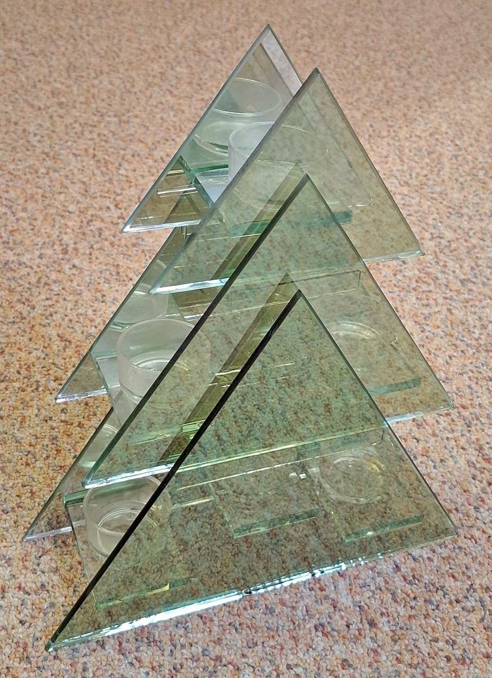 Portacandele: Mehrteiliger Glas-Teelichthalter mit Spiegel – Usato da Volketswil venduto da Sowieso32 1
