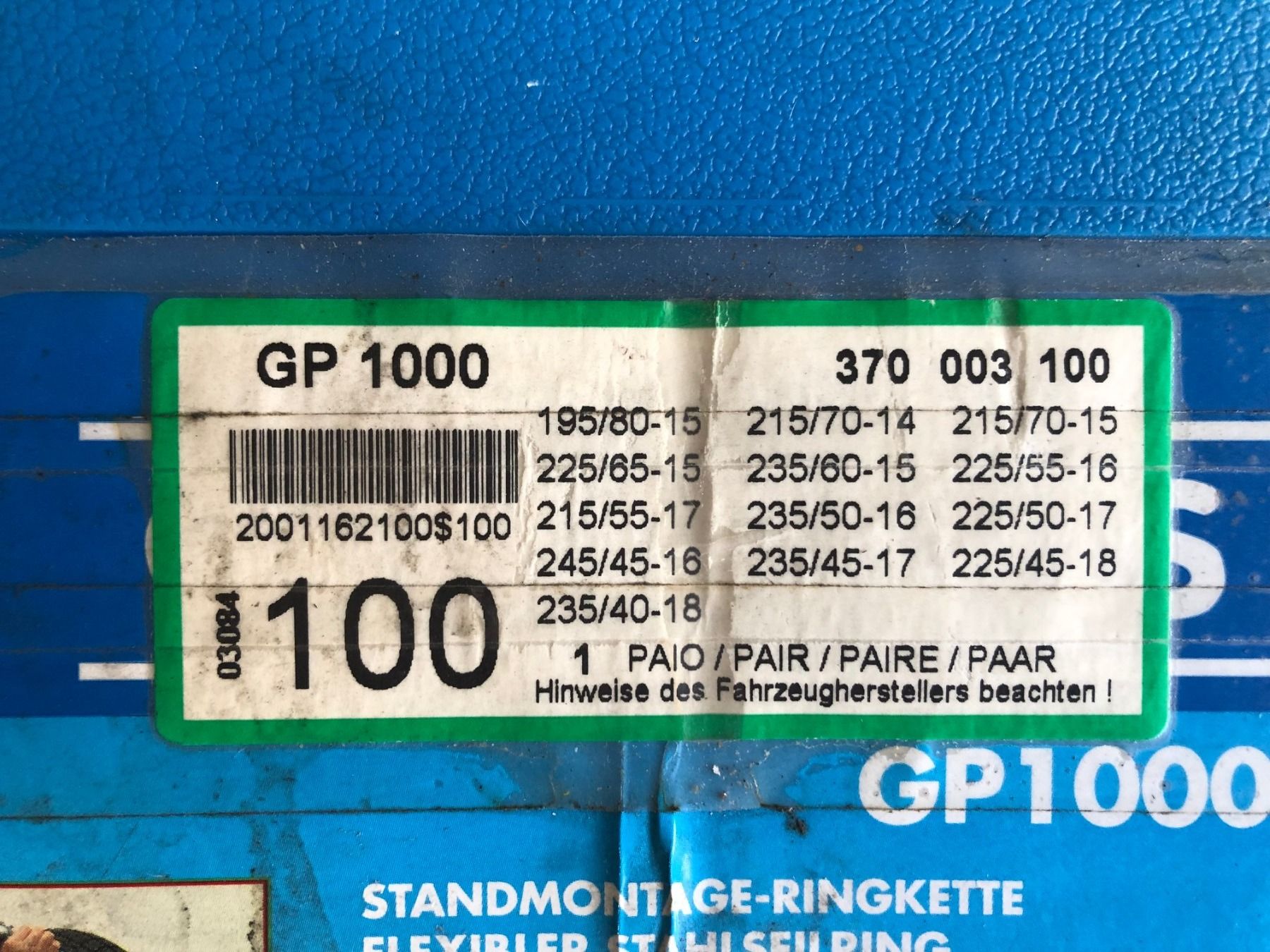 Catene da neve: Gamaparts GP 1000 Schneeketten – Usato da Kriessern venduto da schwedenstahl_fan 3